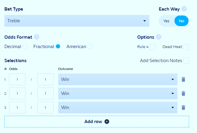 William Hill Treble Calculator